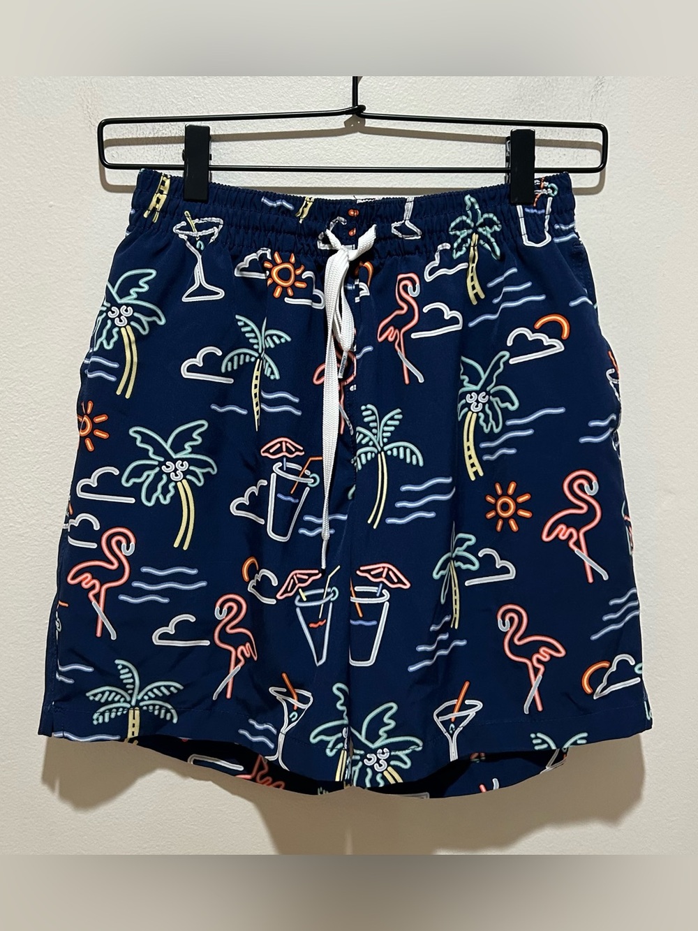 Chubbies Men’s Classic Navy Dark Blue Neon Lights Swim Trunks - Men’s Size XS